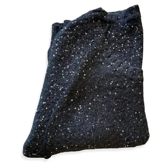 H & M Starry Night Sequence Black Womens Sweater SZ Medium - Picture 3 of 4